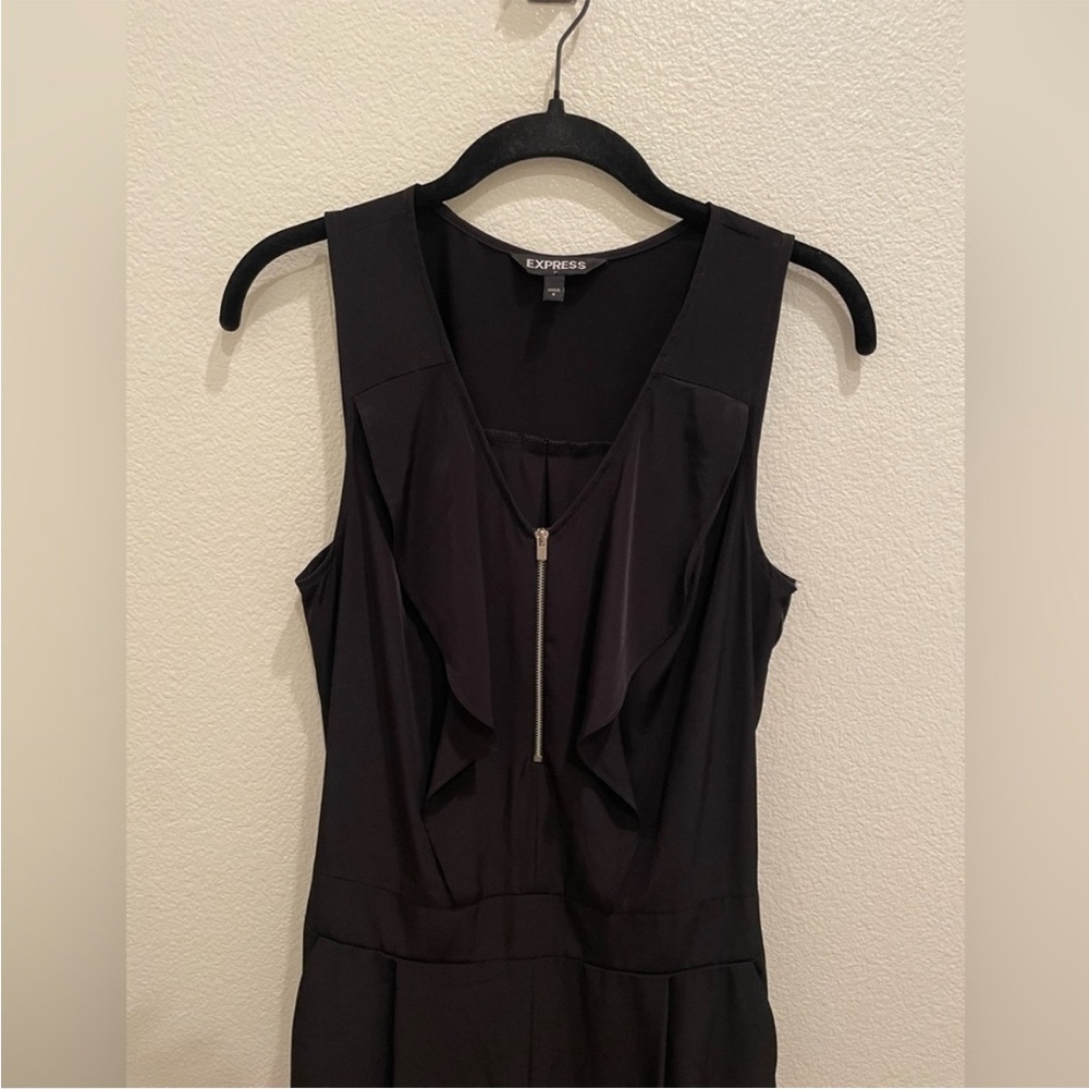 Express Black Sleeveless Ruffle Front Jumpsuit – Size 4